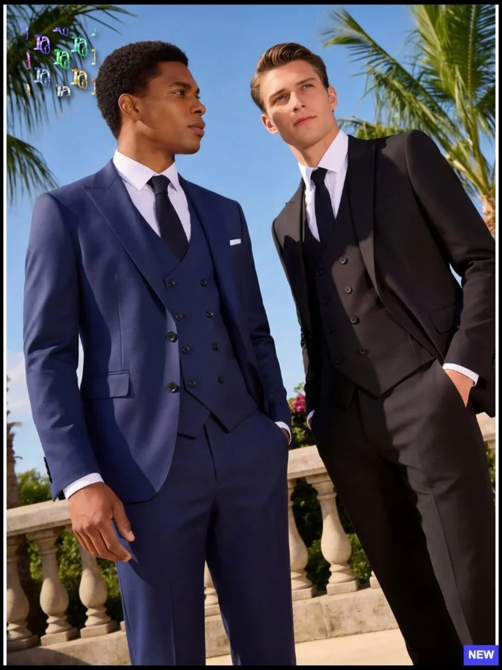 Slim Fit Double Breasted Three Piece Suit Formal Wedding Prom Dinner Party